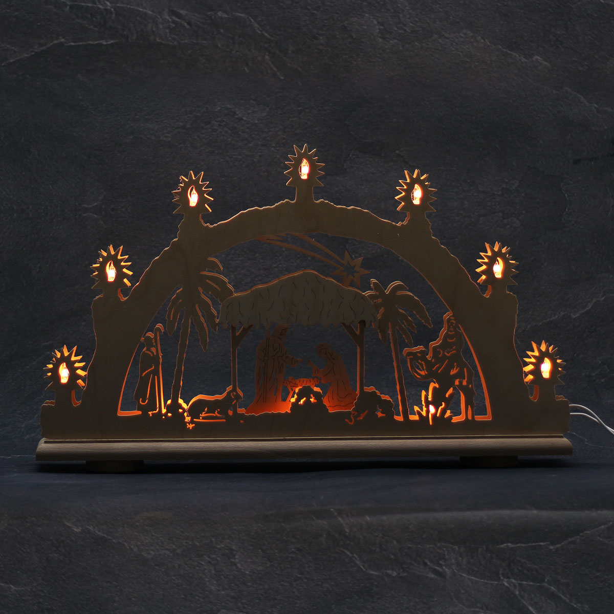 Erzgebirgs-Schwibbogen 'Christi Geburt' 3D 10 flammig 49x6x30cm