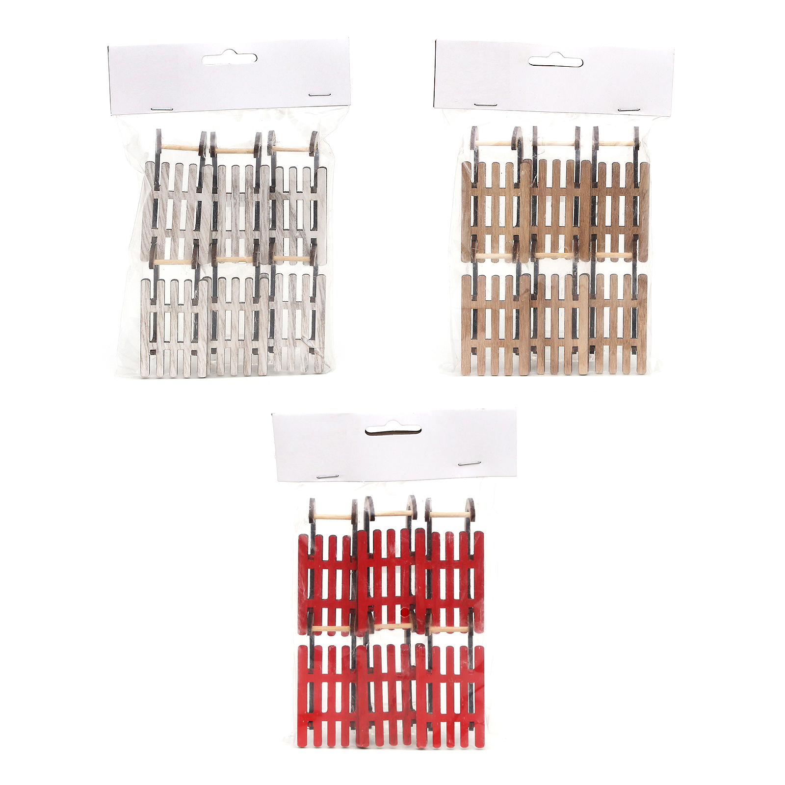 Holz Schlitten 6er Set 8x4x3cm