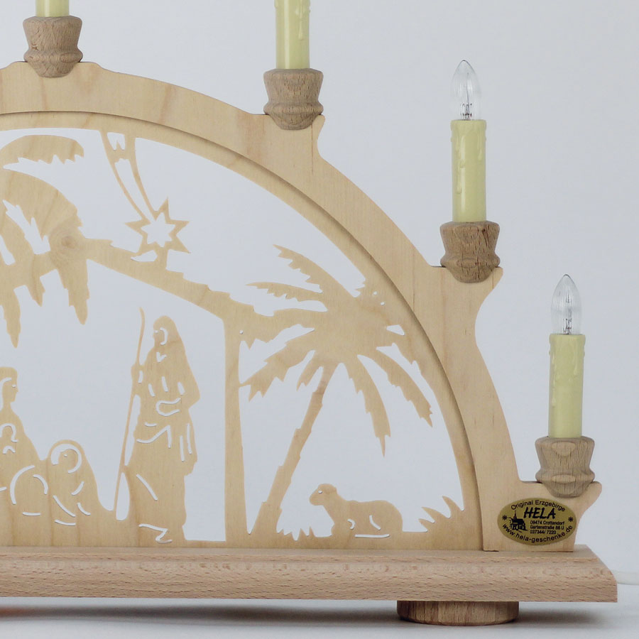 Erzgebirgs-Schwibbogen 'Christgeburt' 7 flammig (LED Optional) 49x6x30cm