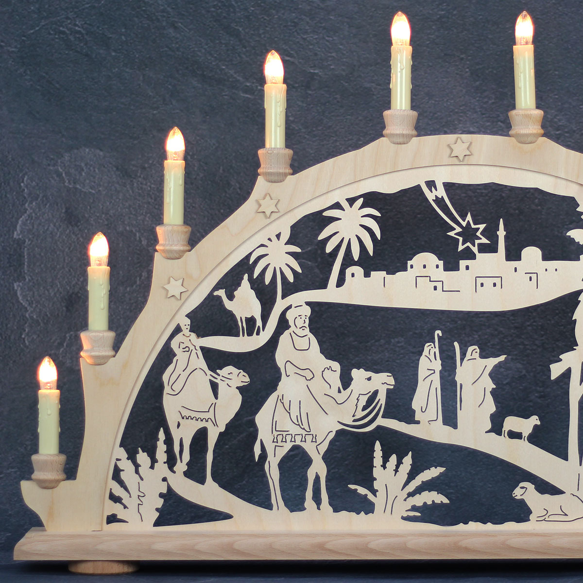 Erzgebirgs-Schwibbogen 'Christgeburt' 10 flammig (LED Optional) 66x6x44cm