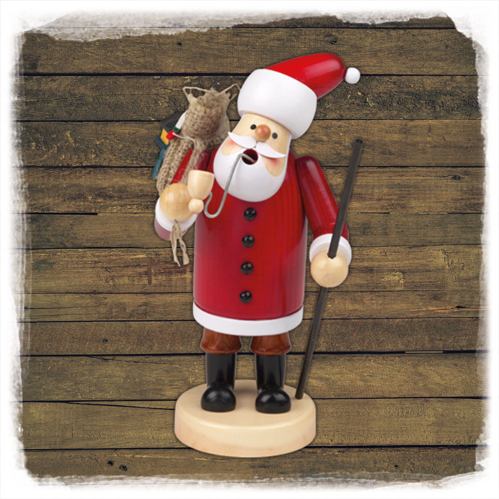 Räuchermann 'Weihnachtsmann mit Geschenkesack' 18cm Holz