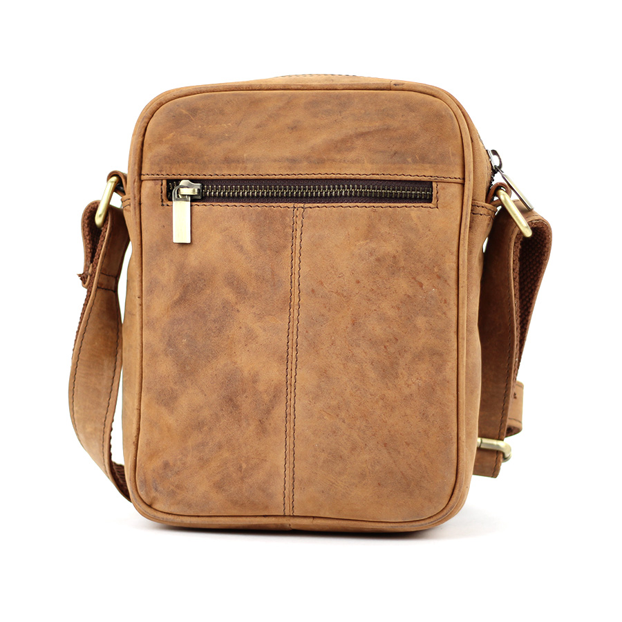 Cross Bag Handtasche maskuliner Look hellbraun Büffelleder