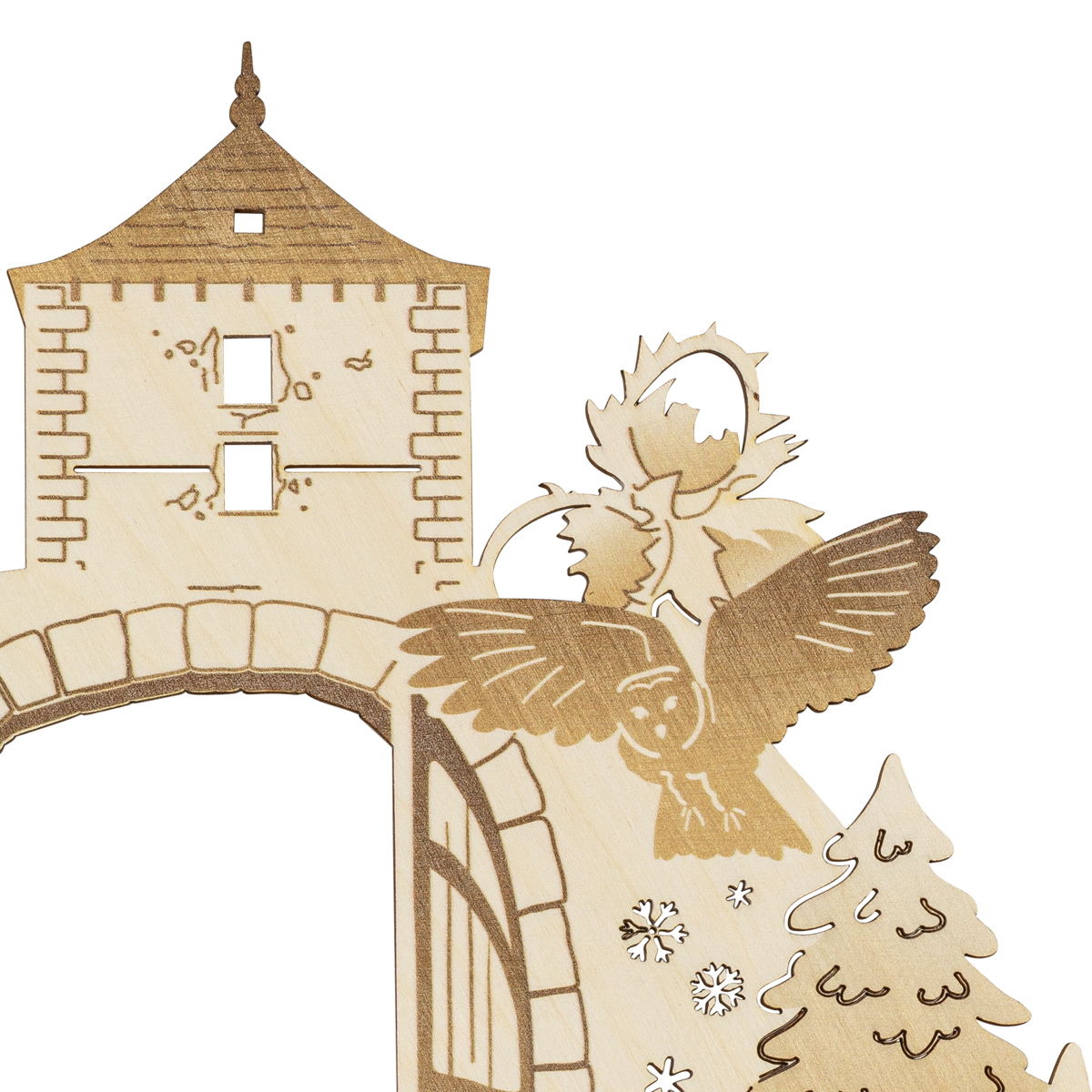 Erzgebirgisches Fensterbild 'Drei Haselnüsse für Aschenbrödel®' farbig abgesetzt 25,5x28x0,3cm