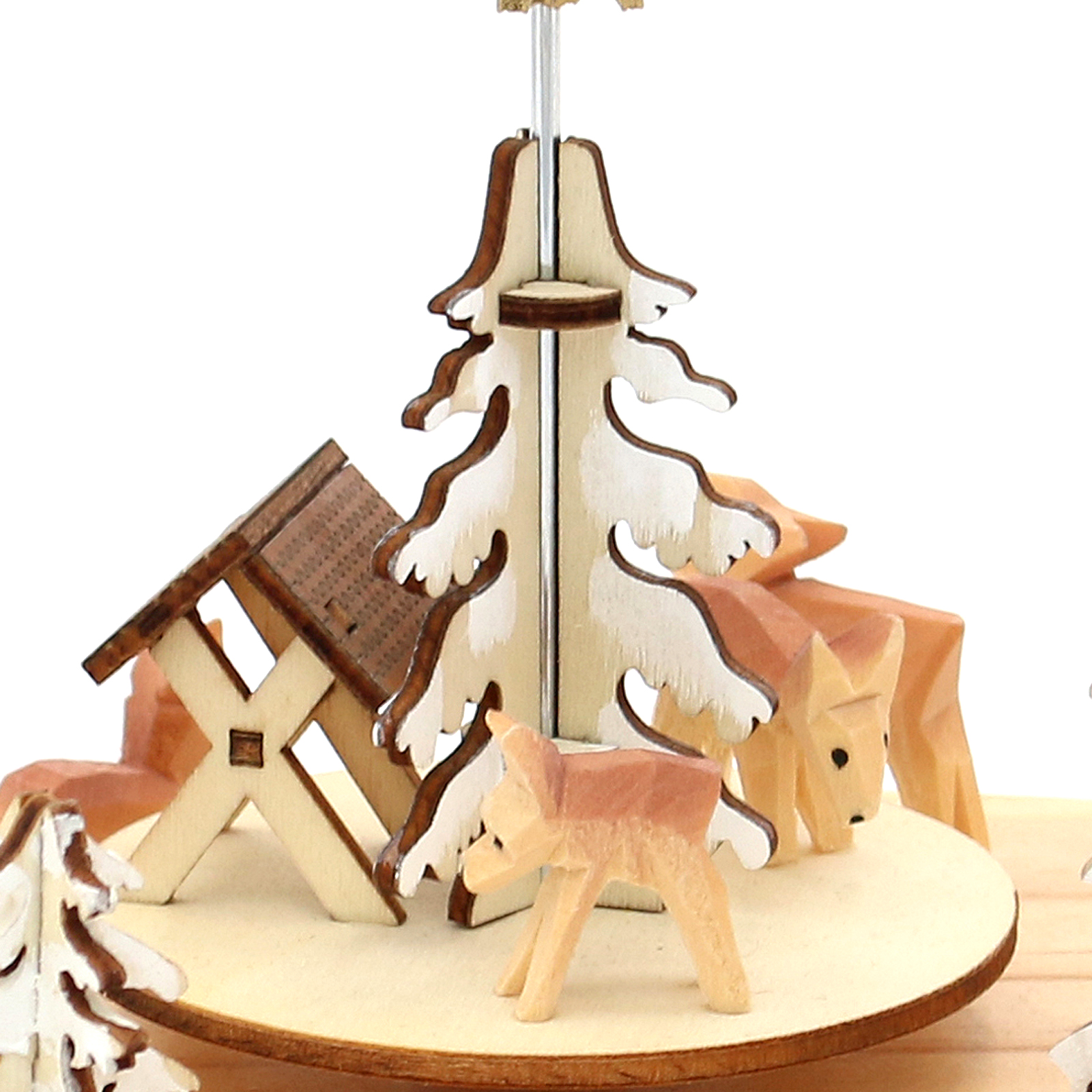 Teelicht - Holzpyramide 'Rehe im Wald'' 21x15,5x27cm