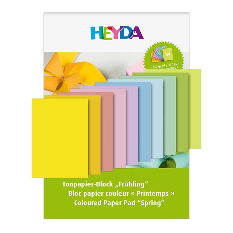 Tonpapier-Block Frühling A4 10 Blatt bunt 'Heyda' Brunnen