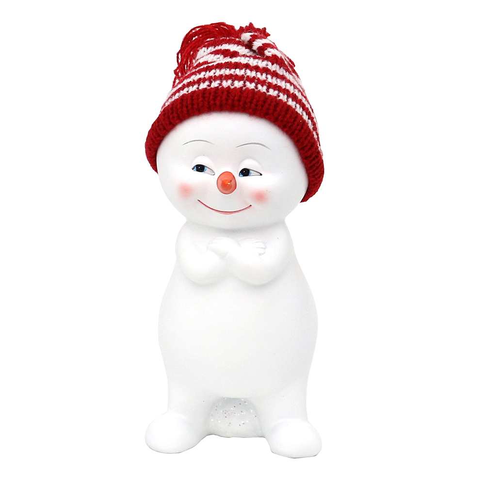 Schneekinder 'Mütze rot-weiß' stehend 15cm