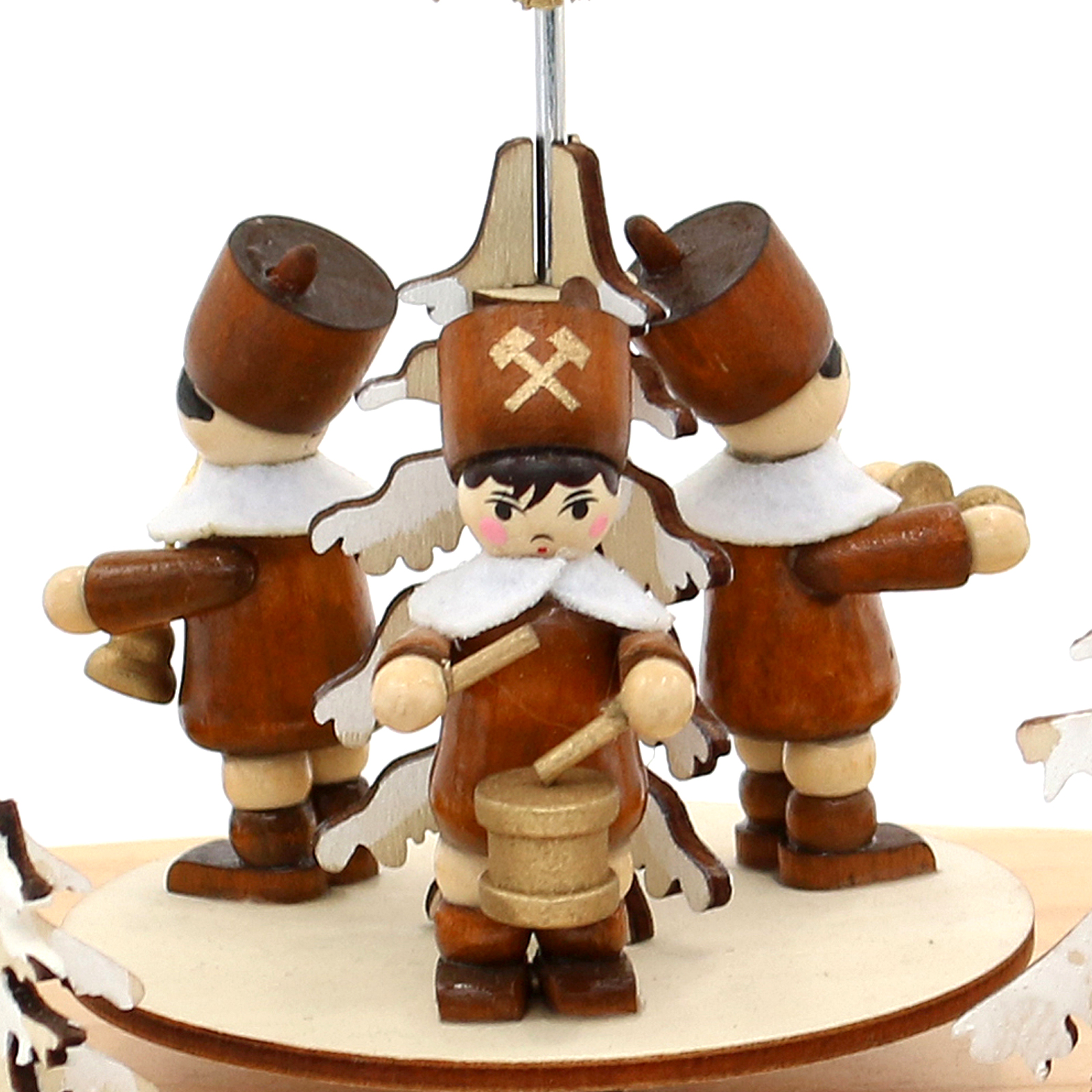 Teelicht - Holzpyramide mit 3 'musizierenden Bergleuten' 21x15,5x27cm