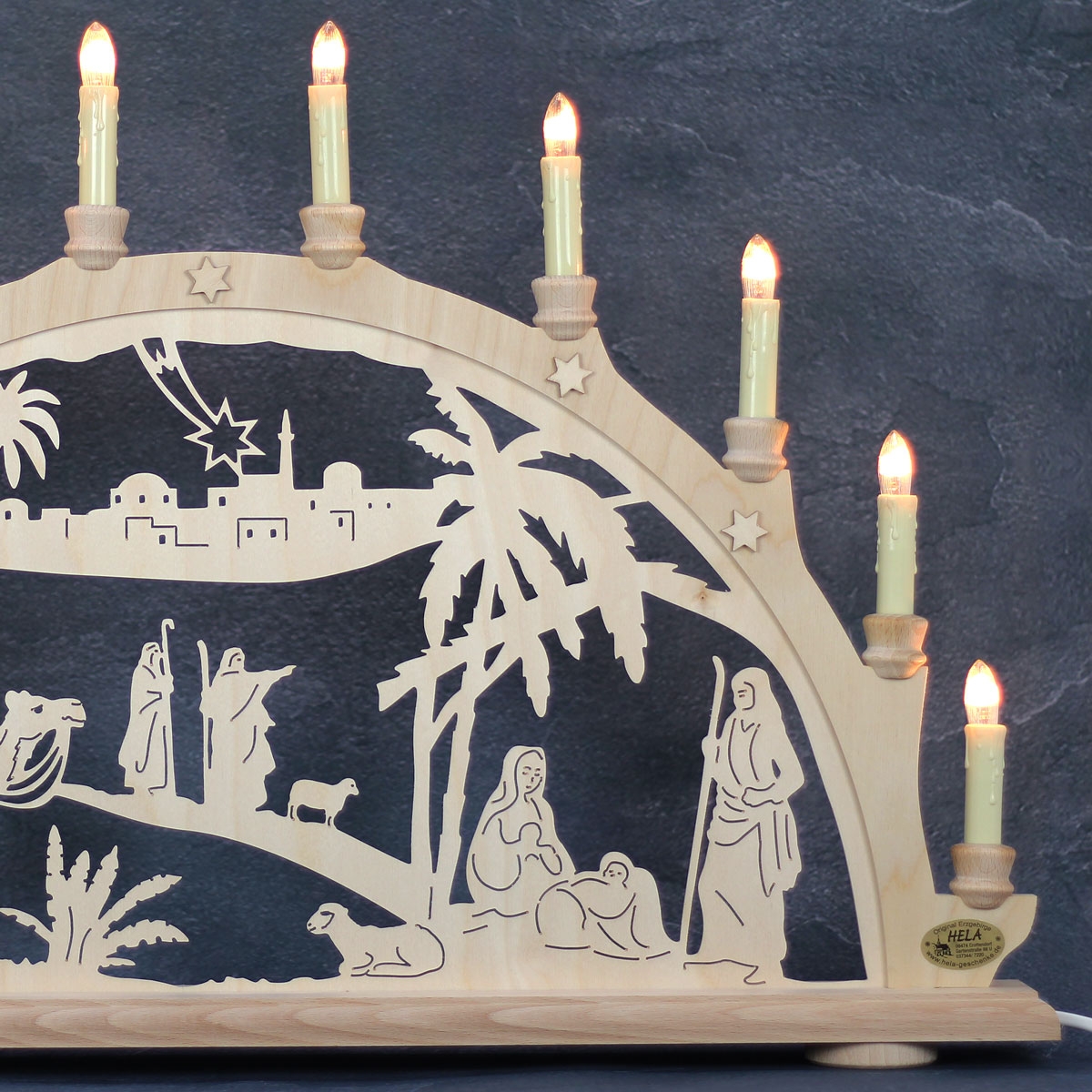 Erzgebirgs-Schwibbogen 'Christgeburt' 10 flammig (LED Optional) 66x6x44cm