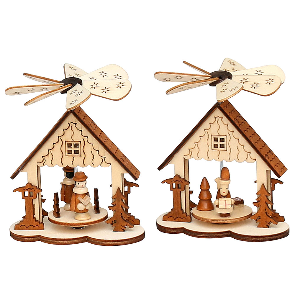 Wärme Spiel - Holzpyramide Haus 9x5,5x11cm